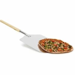 Relaxdays Pelle à Pizza Gâteau Rectangle 30,5 X 79 Cm En Métal Avec Manche En Bois Plateau Cuisine Pelle Pour Four Pain, Métal Et Bois