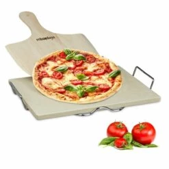 Relaxdays Pierre à Pizza 1,5 Cm Spatule Bois Flammeküche HxlxP: 7 X 43 X 31,5 Cm, Nature