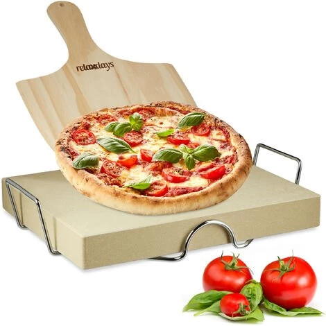 Relaxdays Pierre à Pizza Avec Support En Métal Et Pelle à Pizza En Bois Spatule Pierre à Pain HxlxP: 7 X 43 X 31,5 Cm Four Pizza Flammèches, Nature 3 Relaxdays Pierre à Pizza Avec Support En Métal Et Pelle à Pizza En Bois Spatule Pierre à Pain HxlxP: 7 X 43 X 31,5 Cm Four Pizza Flammèches, Nature