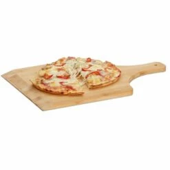 Relaxdays Pelle à Pizza En Bambou 45 Cm Grande Planche Cuisson Au Four Pain Tarte Flambée Poignée, Nature