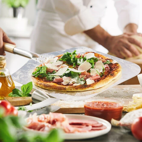 Relaxdays Pelle à Pizza, Aluminium, Manche En Bois, Spatule Professionnelle Pour Four, 30,5 X 30,5 Cm Nature/argenté 4 Relaxdays Pelle à Pizza, Aluminium, Manche En Bois, Spatule Professionnelle Pour Four, 30,5 X 30,5 Cm Nature/argenté – Image 2