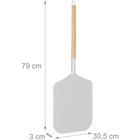 Relaxdays Pelle à Pizza, Aluminium, Manche En Bois, Spatule Professionnelle Pour Four, 30,5 X 30,5 Cm Nature/argenté 6 Relaxdays Pelle à Pizza, Aluminium, Manche En Bois, Spatule Professionnelle Pour Four, 30,5 X 30,5 Cm Nature/argenté – Image 4