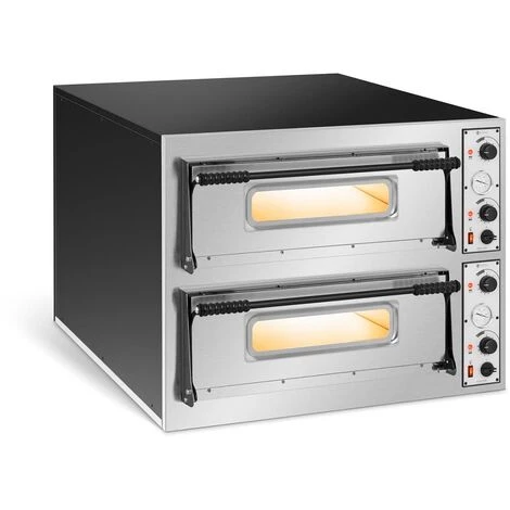 Royal Catering Four À Pizza Électrique 2 Étages @ 66x99x14cm 14,4kW 400V 455°C - Bleu, Blanc, Marron 3 Royal Catering Four À Pizza Électrique 2 Étages @ 66x99x14cm 14,4kW 400V 455°C - Bleu, Blanc, Marron