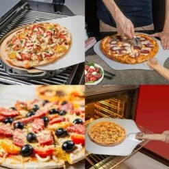 BEARSU Pelle à Pizza, Pelle à Pizza En Aluminium, Pizza Paddle Avec Manche En Bois Pliable Pour Les Pizzas, Tartes, Pain (Argent) -Four à pizza Soldes 2022 32627553 2
