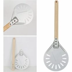 AIDUCHO 7/8/9 Pouces Perforé Pizza Tournant Peel,Pizza Pelle En Aluminium Manche En Bois Pelle À Pizza Paddle, Court Pizza Outil, Non Slip Poignée - 8 Pouces 40cm -Four à pizza Soldes 2022 33856522 3