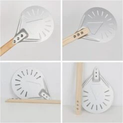 AIDUCHO 7/8/9 Pouces Perforé Pizza Tournant Peel,Pizza Pelle En Aluminium Manche En Bois Pelle À Pizza Paddle, Court Pizza Outil, Non Slip Poignée - 8 Pouces 40cm -Four à pizza Soldes 2022 33856522 4