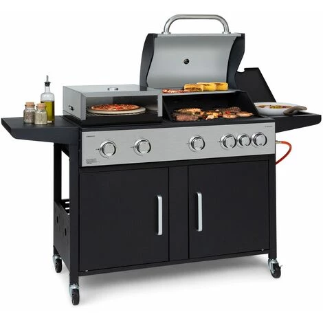 Klarstein Kingsville XL Barbecue Combiné Gaz Four à Pizza 20,5 KW 5+1 Brûleurs 3 Klarstein Kingsville XL Barbecue Combiné Gaz Four à Pizza 20,5 KW 5+1 Brûleurs