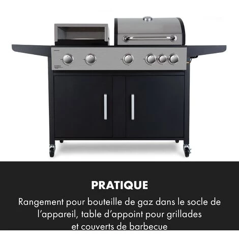 Klarstein Kingsville XL Barbecue Combiné Gaz Four à Pizza 20,5 KW 5+1 Brûleurs 7 Klarstein Kingsville XL Barbecue Combiné Gaz Four à Pizza 20,5 KW 5+1 Brûleurs – Image 5
