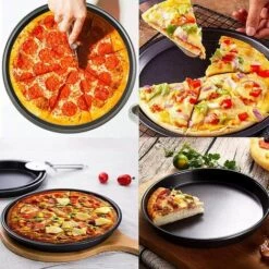 PERLE RARE 2 Pièces Plateau à Pizza, Revêtement Antiadhésif, Plateau à Pizza Rond, Grille De Plateau à Pizza En Acier Au Carbone Antiadhésif, Adapté à La Cuisson Des Pizzas Au Restaurant Et à La Maison (7 Pouces + 9 Pouces) -Four à pizza Soldes 2022 35105695 4