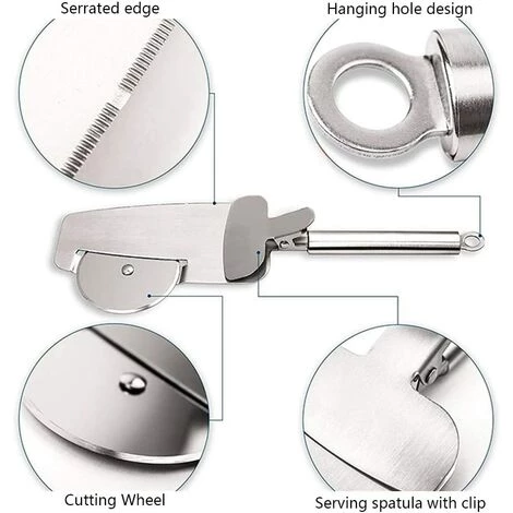 BRIDAY Roue à Pizza, Couteau à Pizza Multifonction 4 En 1, Coupe-pizza En Acier Inoxydable De Qualité Alimentaire, Pelle à Pizza, Passe Au Lave-vaisselle 4 BRIDAY Roue à Pizza, Couteau à Pizza Multifonction 4 En 1, Coupe-pizza En Acier Inoxydable De Qualité Alimentaire, Pelle à Pizza, Passe Au Lave-vaisselle – Image 2