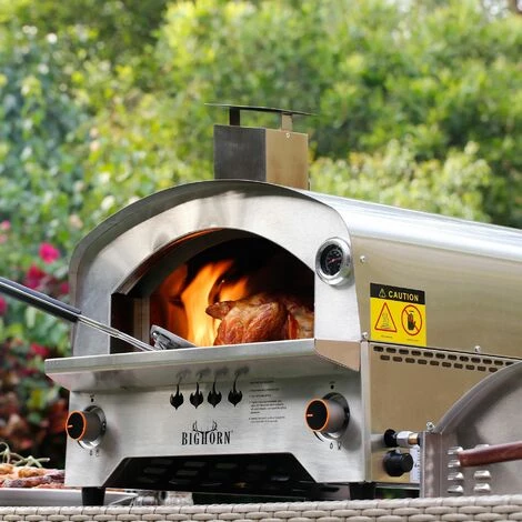 Bighorn Four à Pizza Portable à Gaz Avec Plaque Céramique 13 Pouces Barbecue - Acier Inoxydable+Marron 5 Bighorn Four à Pizza Portable à Gaz Avec Plaque Céramique 13 Pouces Barbecue - Acier Inoxydable+Marron – Image 3