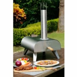 Four à Pizza Portable à Granulés De Bois Alimentaire En Acier Inoxydable Four à Pizza Portable Bighorn Avec Plaque Céramique De 12 Pouces ; Pieds Pliables - Acier Inoxydable