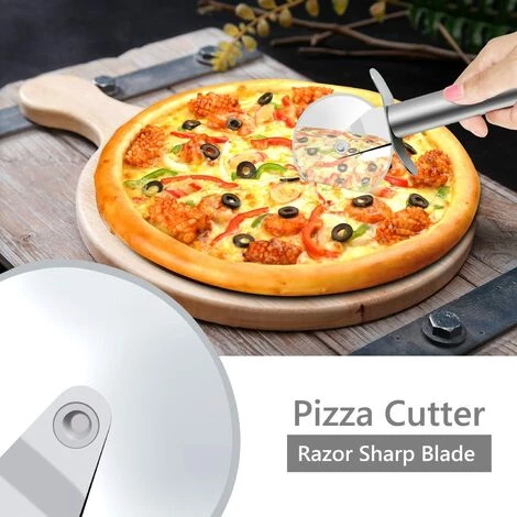 TANABATA 3pcs Roulette Pizza, Pelle à Pizza, Pelle à Gâteau En Acier Inoxydable Manche En Bois , Idéal Pour Tarte, Pizza Ou Gâteau 6 TANABATA 3pcs Roulette Pizza, Pelle à Pizza, Pelle à Gâteau En Acier Inoxydable Manche En Bois , Idéal Pour Tarte, Pizza Ou Gâteau – Image 4
