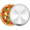 SUNFLOWER 2Pcs Plateaux De Four à Pizza Plaques Rondes à Pizza En Acier Inoxydable 26 Cm Anti-adhésive Plat De Cuisson à Pizza