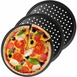 SUNFLOWER Poêles à Pizza Avec Trous 32 Cm Plaque Cuisson Pizza Ronds Antiadhésifs En Acier Au Carbone Perforés Pour La Maison, Noir -Four à pizza Soldes 2022 41545534 5