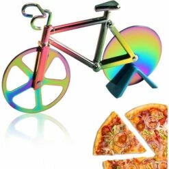 TINOR Roulette à Pizza Vélo, Couteau à Pizza Antiadhésive De Vélo Avec Support, Lames Super Tranchantes, Convient Pour Couper La Pizza