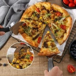 TINOR 2 Pièces Coupe-Pizza, Roulettes à Pizza Et Pelle à Pizza Set Acier Inoxydable Avec Manche Antidérapant Pour Tarte, Pizza Ou Gâteau, Passe Au Lave-Vaisselle -Four à pizza Soldes 2022 45809979 4