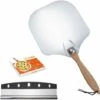 TINOR 30,5 Cm Pelle à Pizza, Couteau à Pizza En Acier Inoxydable, Pelle à Pizza Aluminium Avec Poignée En Bois Pliable + Coupe-Pizza Pour La Cuisson De Pizza Tartes Au Pain Gâteau -Four à pizza Soldes 2022 45809984 1