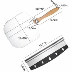 TINOR 30,5 Cm Pelle à Pizza, Couteau à Pizza En Acier Inoxydable, Pelle à Pizza Aluminium Avec Poignée En Bois Pliable + Coupe-Pizza Pour La Cuisson De Pizza Tartes Au Pain Gâteau -Four à pizza Soldes 2022 45809984 2