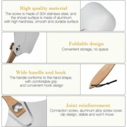 TINOR 30,5 Cm Pelle à Pizza, Couteau à Pizza En Acier Inoxydable, Pelle à Pizza Aluminium Avec Poignée En Bois Pliable + Coupe-Pizza Pour La Cuisson De Pizza Tartes Au Pain Gâteau -Four à pizza Soldes 2022 45809984 3