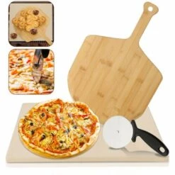 Hengda Pierre à Pizza Deluxe Ensemble De Pelles à Pizza Pierre De Cuisson Professionnelle Gril à Gaz Cordierite