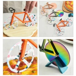 KARTOKNER 2 Pcs Coupe Pizza De Vélo Acier Inoxydable Roulette à Pizza Découpe-Pizza Avec Revêtement Antiadhésif Couteau à Pizza En Acier Inoxydable Pour Cuisine, Pique-nique, Barbecue Extérieur(Doré) -Four à pizza Soldes 2022 48476014 3