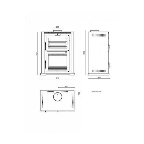 FM Poêle à Bois En Acier Avec Four 11.5 Kw 814x1024x520 Mm HL-100 6 FM Poêle à Bois En Acier Avec Four 11.5 Kw 814x1024x520 Mm HL-100 – Image 4