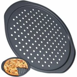 BEARSU Punch Pizza Pan, Acier Au Carbone Plat Four Perforé Multi-Usages Plaque à Pizzac Anti-adhérent Plaques à Pizza Utilisée Pour Pâtisserie, La Pizza, Le Gâteau (36CM)