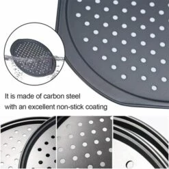 BEARSU Punch Pizza Pan, Acier Au Carbone Plat Four Perforé Multi-Usages Plaque à Pizzac Anti-adhérent Plaques à Pizza Utilisée Pour Pâtisserie, La Pizza, Le Gâteau (36CM) -Four à pizza Soldes 2022 51167464 3