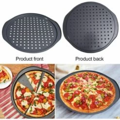BEARSU Punch Pizza Pan, Acier Au Carbone Plat Four Perforé Multi-Usages Plaque à Pizzac Anti-adhérent Plaques à Pizza Utilisée Pour Pâtisserie, La Pizza, Le Gâteau (36CM) -Four à pizza Soldes 2022 51167464 4