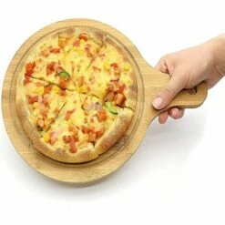 BEARSU Pizza En Bambou, Planche à Pizza Ronde, Plateau à Pizza, Avec Poignées, Pour Placer Des Pizzas, Des Collations Et Des Fruits, Couleur Bois -Four à pizza Soldes 2022 51167468 3
