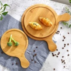 BEARSU Planche à Pizza En Bambou, Plateau à Pizza, Plat à Pizza Rond, Plateau à Pizza Avec Poignée, Utilisé Pour Cuire Des Pizzas, Du Pain, Couper Des Fruits, Des Légumes, Du Fromage -Four à pizza Soldes 2022 51167469 5