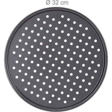VERSAILLESFR Lot De 4 Plaques à Pizza Rondes Perforées Antiadhésives En Acier Anthracite Diamètre 32 Cm -Versailles 4 VERSAILLESFR Lot De 4 Plaques à Pizza Rondes Perforées Antiadhésives En Acier Anthracite Diamètre 32 Cm -Versailles – Image 2