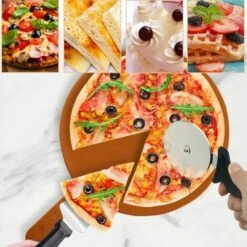Roulette à Pizza, Coupé Pizza, Pelle à Pizza En Acier Inoxydable, Couteau A Pizza, Fourchette à Pizza, Découpe Pizza Pour Tarte Gâteau Avec Poignée En Silicone，Starlight -Four à pizza Soldes 2022 51214412 4