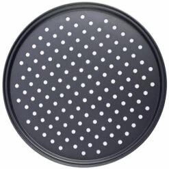 ZHUOXUAN Plaque Pizza, Ronde, Perforée, Antiadhésive, Tartes Flambées, En Acier, Moule, 12inch, Anthracite, 1pcs