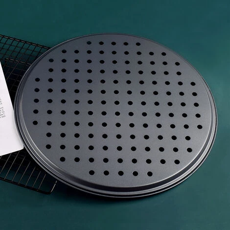 ZHUOXUAN Plaque Pizza, Ronde, Perforée, Antiadhésive, Tartes Flambées, En Acier, Moule, 12inch, Anthracite, 1pcs 4 ZHUOXUAN Plaque Pizza, Ronde, Perforée, Antiadhésive, Tartes Flambées, En Acier, Moule, 12inch, Anthracite, 1pcs – Image 2