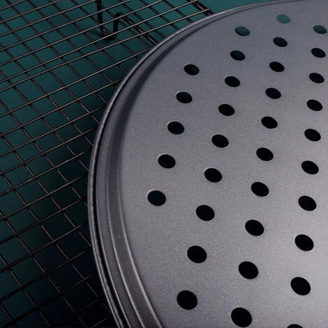 ZHUOXUAN Plaque Pizza, Ronde, Perforée, Antiadhésive, Tartes Flambées, En Acier, Moule, 12inch, Anthracite, 1pcs 5 ZHUOXUAN Plaque Pizza, Ronde, Perforée, Antiadhésive, Tartes Flambées, En Acier, Moule, 12inch, Anthracite, 1pcs – Image 3