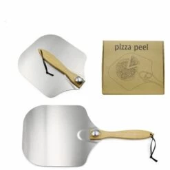 ZHUOXUAN 1pcs Pelle à Pizza, Pelle à Pizza Aluminium, Pelle à Pizza Professionnelle Avec Manche En Bois, Pelle à Pizza Pour Pizza, Gâteau, BBQ