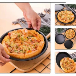 ZHUOXUAN Ensemble De 3 Plaques De Cuisson à Pizza Ronde Avec Revêtement Antiadhésif Pour Pizzas Et Tartes