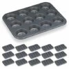 RELAXDAYS Moule Muffin, Lot De 16, Plaques De 12, Revêtement Antiadhésif, Acier Au Carbone, Cupcakes, Ø 6,5 Cm, Gris