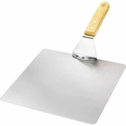 Fei Yu Pelle à Pizza En Acier Inoxydable - Pelle à Pizza Et à Gâteaux Avec Manche En Bois - Poussoir à Pizza Pour Pizza, Tarte Flambée, Petits Pains Et Pain (argent/marron - Angulaire)