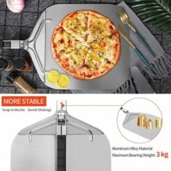 Fei Yu Pelle à Pizza, Professionnelle Pelle A Pizza Perforée 32 X 32 Cm, Support De Grande Surface, Avec Poignée Pliable Pour Four Et Barbecue Pour La Cuisson De Pizzas, Pain, Longueur Totale 63,2 Cm -Four à pizza Soldes 2022 52765911 3