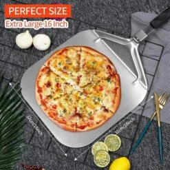 Fei Yu Pelle à Pizza, Professionnelle Pelle A Pizza Perforée 32 X 32 Cm, Support De Grande Surface, Avec Poignée Pliable Pour Four Et Barbecue Pour La Cuisson De Pizzas, Pain, Longueur Totale 63,2 Cm -Four à pizza Soldes 2022 52765911 5