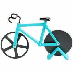 READCLY Couteau à Pizza En Forme De Vélo, Roulettes à Pizza, Roues Antiadhésives En Acier Inoxydable, Avec Cadre Fixe, (Bleu Ciel, 19 Cm * 12 Cm * 4 Cm)
