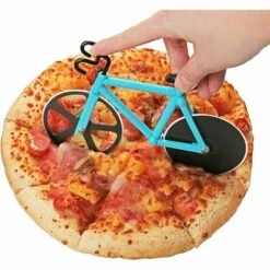 READCLY Couteau à Pizza En Forme De Vélo, Roulettes à Pizza, Roues Antiadhésives En Acier Inoxydable, Avec Cadre Fixe, (Bleu Ciel, 19 Cm * 12 Cm * 4 Cm) -Four à pizza Soldes 2022 53307036 4