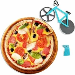 READCLY Couteau à Pizza En Forme De Vélo, Roulettes à Pizza, Roues Antiadhésives En Acier Inoxydable, Avec Cadre Fixe, (Bleu Ciel, 19 Cm * 12 Cm * 4 Cm) -Four à pizza Soldes 2022 53307036 5