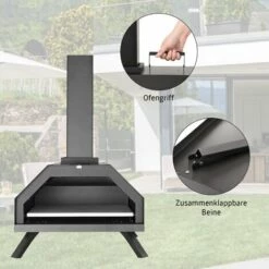 MERAX Four à Pizza Portable à Gaz En Fer Enduit De Poudre Avec Plaque Céramique 11 Pouces, 46 X 33 X 66 Cm, Noir -Four à pizza Soldes 2022 54462034 4