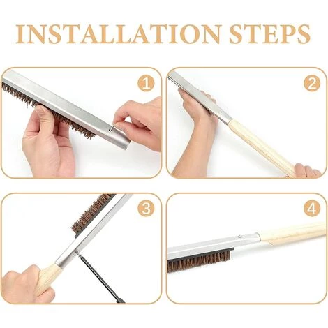 TINOR Brosse De Nettoyage Pour Four à Pizza Avec Grattoir, Manche En Bois, Kit D'accessoires De Cuisine Portable Pour Barbecue 5 TINOR Brosse De Nettoyage Pour Four à Pizza Avec Grattoir, Manche En Bois, Kit D'accessoires De Cuisine Portable Pour Barbecue – Image 3