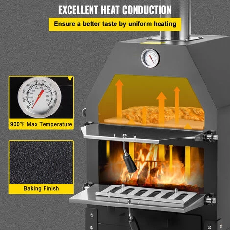 M-E Four à Pizza Machine à Pizza Portable Pour L'extérieur 500℃ 458x464x1418mm - Fonte Acier Inox, Pour Cuisson En Plein Air Cour Camping Parc 6 M-E Four à Pizza Machine à Pizza Portable Pour L'extérieur 500℃ 458x464x1418mm - Fonte Acier Inox, Pour Cuisson En Plein Air Cour Camping Parc – Image 4