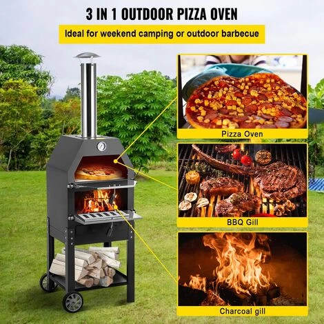 M-E Four à Pizza Avec Fonction Grill - LIVOO DOC228 - Alimentation Au Bois Ou Au Charbon, Température De Cuisson Réglable, Grilles De Cuisson Incluses, Avec 2 Grilles En Métal 4 M-E Four à Pizza Avec Fonction Grill - LIVOO DOC228 - Alimentation Au Bois Ou Au Charbon, Température De Cuisson Réglable, Grilles De Cuisson Incluses, Avec 2 Grilles En Métal – Image 2